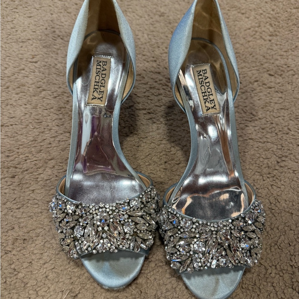 Badgley Mischka Silver Embellished Heels